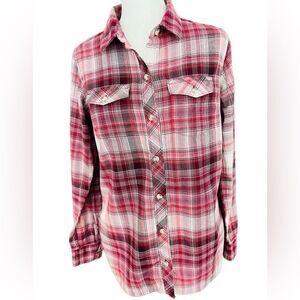 Eddie Bauer Classic Fit lightweight plaid flannel shirt size S.